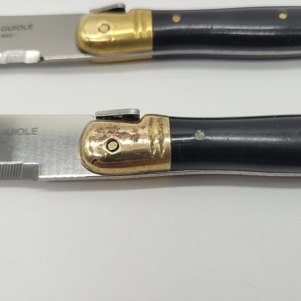 La Guiole Sabatier The Bee Black GOLD Serrated Steak Knives Set Of 5 - Vintage‌